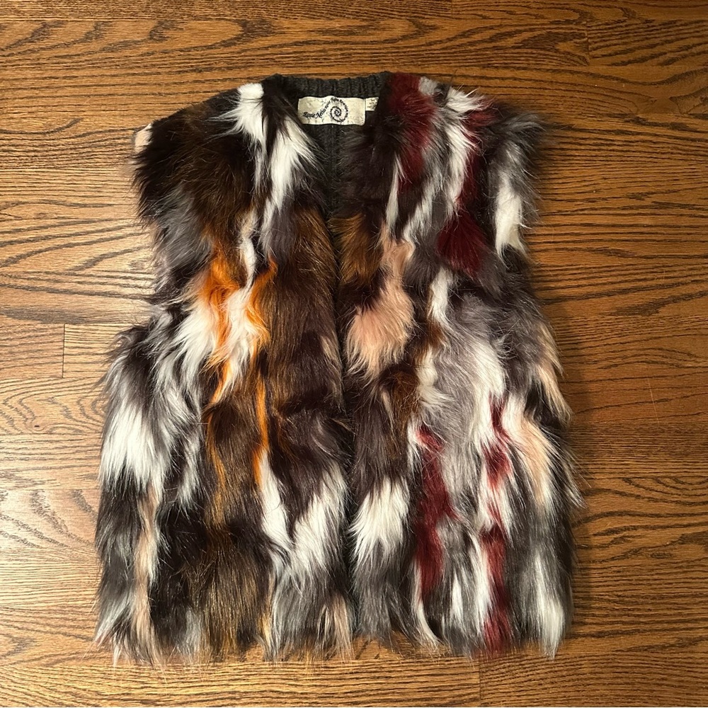 Anthropologie Rosie Neira Gray Vivid Faux Fur Vest - Size XS